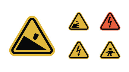 ISO Hazard Traffic Sign Line Icon Set