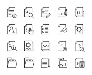 Collection of vector icons representing files and documents for various uses