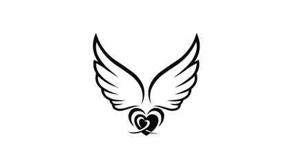Obraz premium Angel Wings Heart Symbol Tattoo Design.