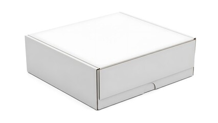 Fototapeta premium White shoe box with lid and small handle white box packaging