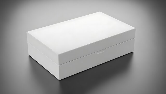 White rectangular shoe box with lid on gray background white box rectangular box closed box