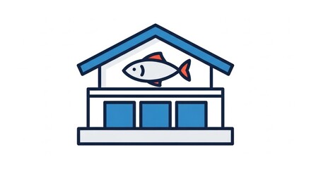 Fototapeta premium Fish Market Building Icon
