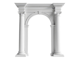 Obraz premium A beautiful white arch with a clock on top, ideal for use in time-related or architectural compositions
