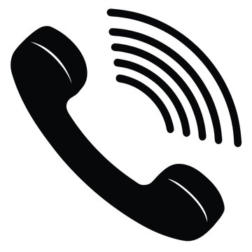 Phone handset with calling signal waves vector illustration on background