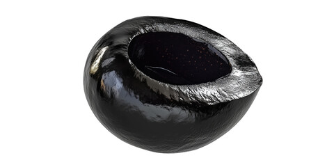 Black Olive Half Slice isolated on a transparent background