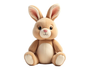 Obraz premium A plush toy rabbit sits on a clean white surface, ready for use