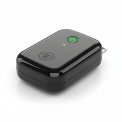 Black electronic key fob or gps tracker isolated on white background
