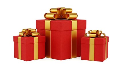 Fototapeta premium Three vibrantly wrapped gifts with golden bows