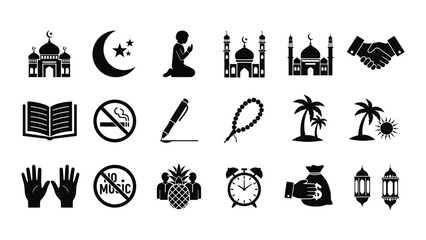 Obraz premium Ramadan icons and symbols collection muslim faith and culture elements
