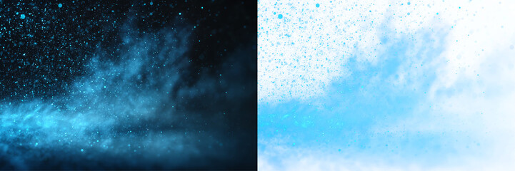 Naklejka premium Blue Light Particle Mist with Soft Glow Haze Isolated Transparent PNG Overlay