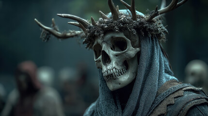 Evil king of the forest, scary creature with deer's antlers