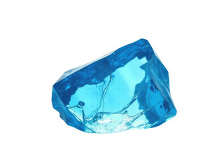 Fototapeta premium A single piece of blue ice resting on a white background