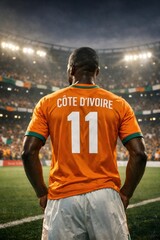 Fototapeta premium Cote d Ivoire Football Player Number 11 Standing Proud