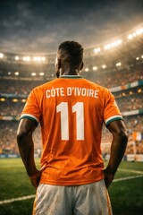 Cote d Ivoire Football Player Number 11 Standing Proud