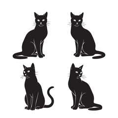 Obraz premium 1. Cat Geometric Silhouette Vector — Black & White Minimal Illustration 2. Geometric Cat Icon — Simple Animal Silhouette Art 3. Cat Head Silhouette — Modern Black & White Vector Graphic