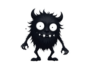 Fototapeta premium A illustration of a black monster with big eyes and long hair, suitable for kids' stories or fantasy scenes
