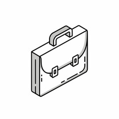 Isometric Line Art Icon of a Professional Business Briefcase or Attache Case