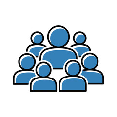 Obraz premium Blue Group of People Icons representing Teamwork, Community, Users, or Crowd concept