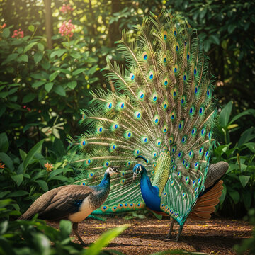 Burung merak sedang jatuh cinta