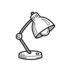 Fototapeta premium Adjustable Desk Lamp Hand Drawn Doodle Vector Sketch Icon Illustration