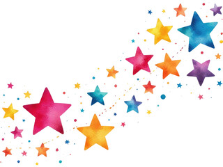 Obraz premium A whimsical watercolor painting of a bunch of stars, perfect for illustrations and designs