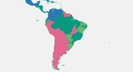Obraz premium South America Map with Political Divisions and Colored Countries