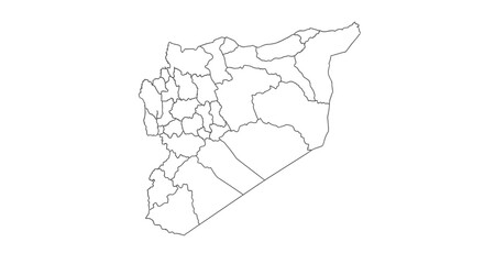 Obraz premium Syria Map Outline with Administrative Divisions, isolated white background.
