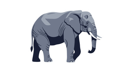 A majestic elephant standing alone in a serene environment, viewed from the side, with a simple and clean background