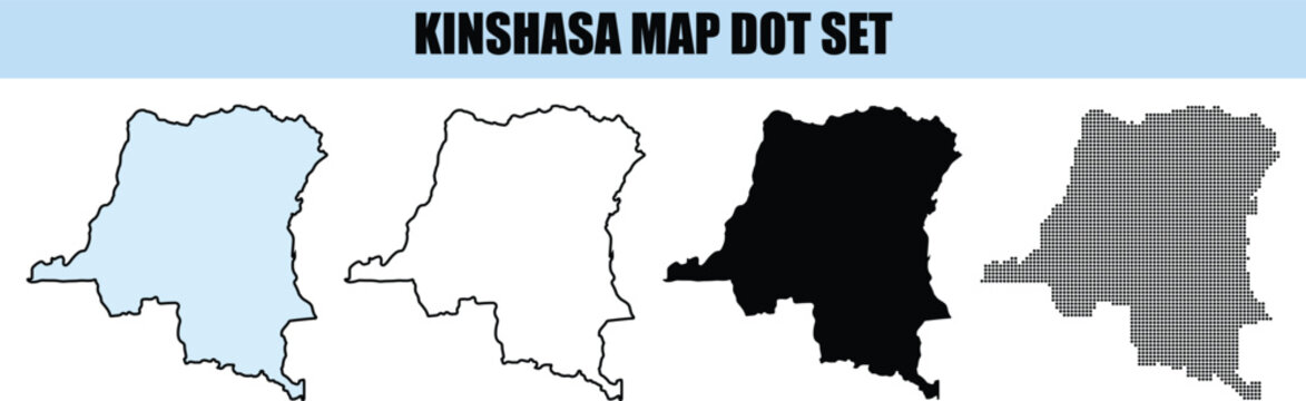 Kinshasa Map Dot Set in Various Colors on White Background