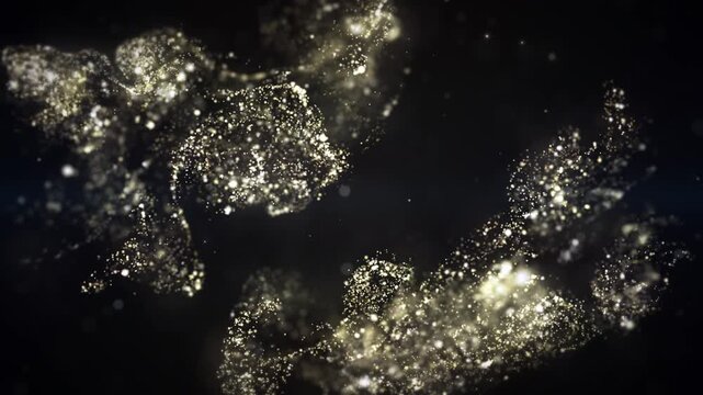 Cinematic Luxury Gold Fluid Particles Intro for Fashion, Movies, Awards and Titles. Copy Space.Set of 5.