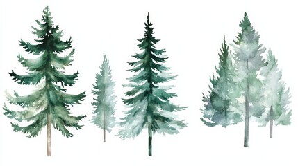 Fototapeta premium Abstract pine trees in watercolor style for invitations and decorations in simple design for various events