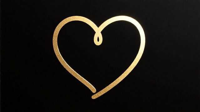 A single golden heart glows softly against deep black, its looping line forming a warm, elegant shape that feels intimate, gentle, and quietly full of emotion.
