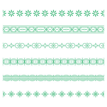 Green floral border design elements