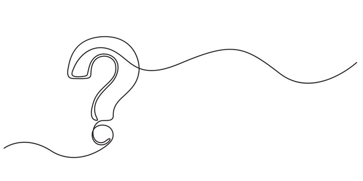 Holds question mark continuous  one line art, hand drawn asking sign, idea continuous contour. Query FAQ concept, finding answer. Editable stroke. Isolated. Vector illustration, Question mark linear w