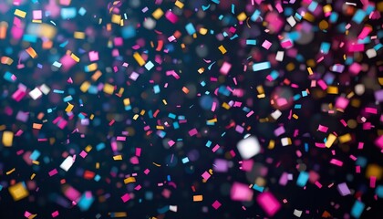Obraz premium A vibrant and colorful confetti explosion in a dark background, perfect for celebrations and parties