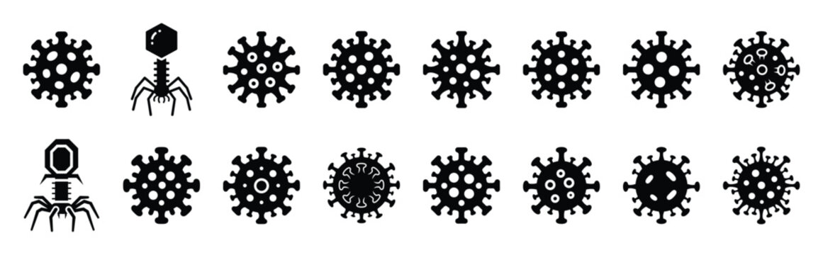 virus icon vector icon set multiple style collection. doctor day silhouette medical symbols for healthcare