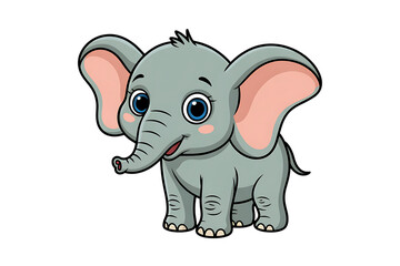 Fototapeta premium Adorable cartoon elephant with big ears and eyes