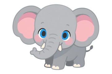 Obraz premium Adorable cartoon elephant with big ears and blue eyes