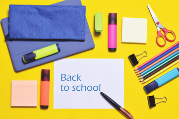 Zenith view. School supplies, various full color accessories.