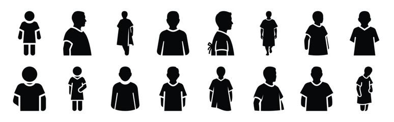 Fototapeta premium patient in hospital vector icon set multiple style collection. doctor day silhouette medical symbols for healthcare