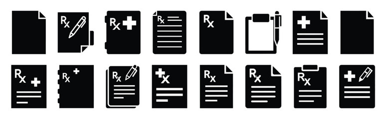 prescription pad vector icon set multiple style collection. doctor day silhouette medical symbols for healthcare © ganesh106