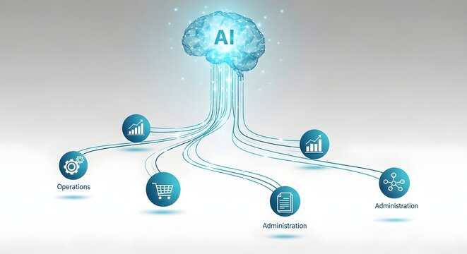 Artificial intelligence brain connecting multiple business business sectors