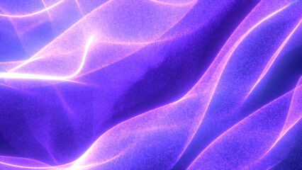 Obraz premium Vibrant purple glowing particle waves forming smooth digital surfaces with bright flowing highlights