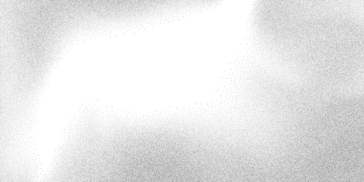 Abstract stipple texture with smooth negative space center, flowing dot density, soft monochrome gradient. Grainy minimal background for modern layouts, vector illustration