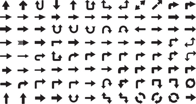 Mega vector collection of way direction arrow signs with road navigation symbols, driving route markers and crossroad location pointers.eps
