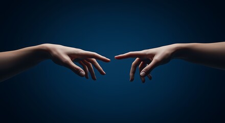 Two human hands reaching out to each other in a gesture of connection or help