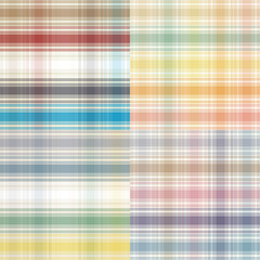 A set of 4 colorful tartan small checkered pattern