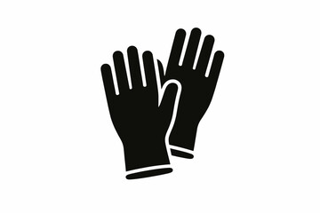 Obraz premium Black rubber protective gloves icon representing safety and hygiene for various tasks isolated on transparent background, isolated on white background, Vector