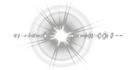 Obraz premium Dynamic light beam radiating from central point with metallic shapes – Best for graphic design, web banners, social media posts, marketing, presentations, and creative projects