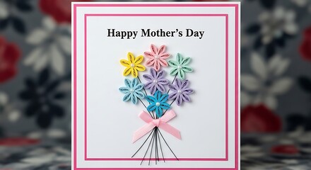Happy mother's day greeting card with colorful flowers bouquet